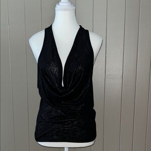 NWOT - Guess Shimmering Black Draped Tank Top